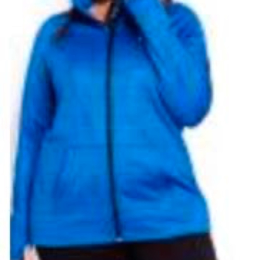 FLEECE CARDIGAN JACKET, COBALT BLUE, SIZE 4X, FRONT ZIPPER, KANGAROO POCKET,